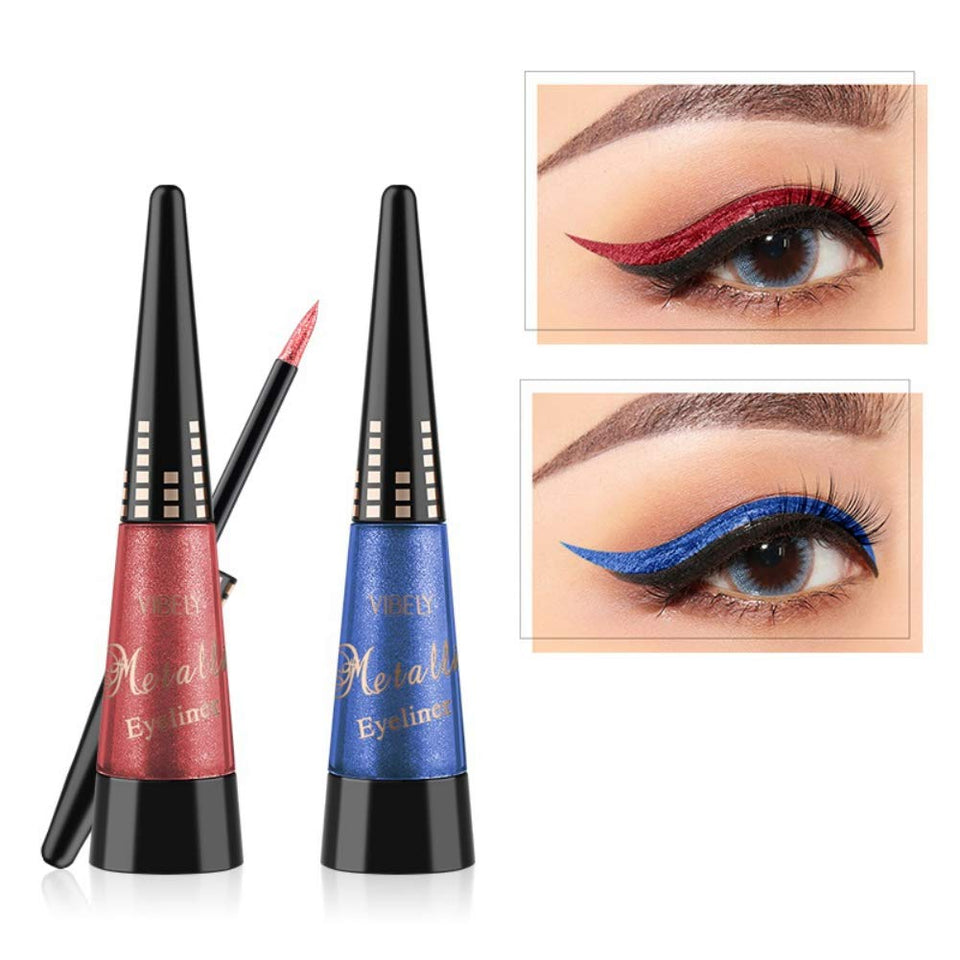 Eyeliner Liquid Pen Glitter Eyeliner Pencil Metallic Shimmer Shimming Shining Eye Color Long Lasting Eye Liner Makeup Waterproof Metallic Color Shiny Diamond Eyeliner Makeup, Non-dizzy (3# Blue)