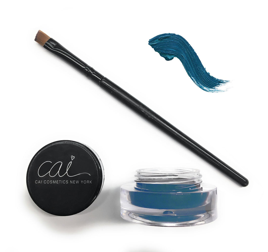 Cai Cosmetics Gel Eyeliner & Brush 2-Piece Set Stay All Day Waterproof (Navy Blue)