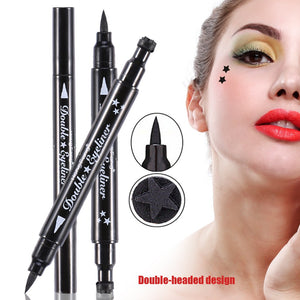 ZJchao Double-Ended Eyeliner Heart/Flower/Moon/Satr Shape Stamp Pen, 4 Styles/Set Waterproof Long Lasting Eye Decoration Cosmetic Black Eyeliner Pencil