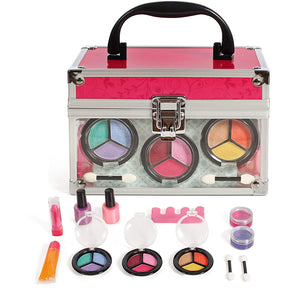 IQ Toys Girls Cosmetic Makeup Set in a Sturdy and Long Lasting Clear case, Mirror Included